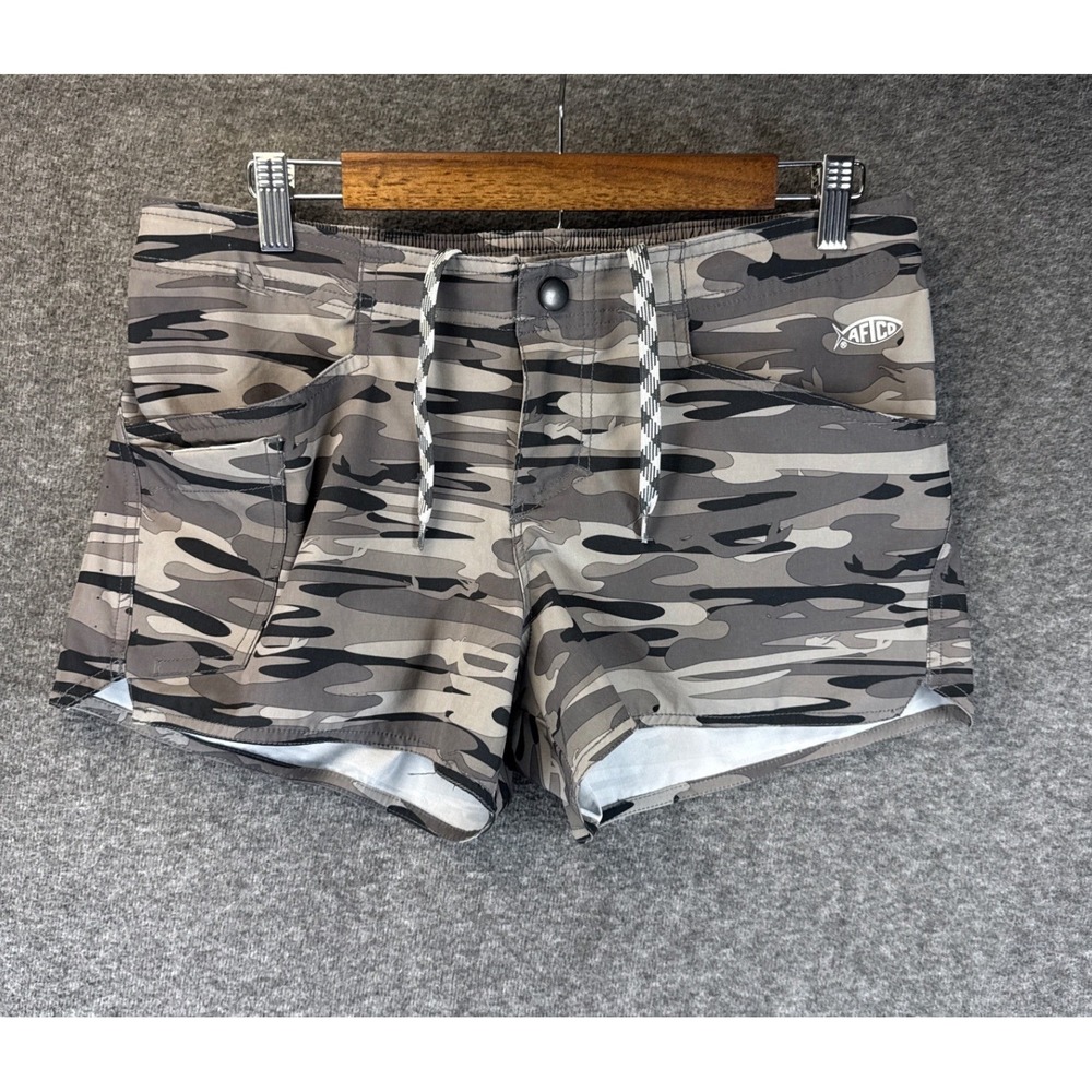 AFTCO Mercam Tackle Fishing Shorts Womens 6 Camo Stretch Performance Military 3"